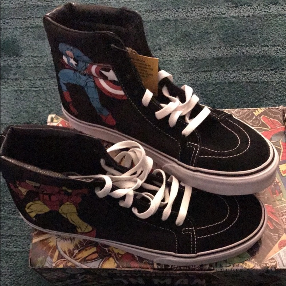 Brand new size 9 marvel comic vans high tops.